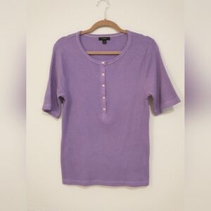 Purple Ribbed Short Sleeve Top